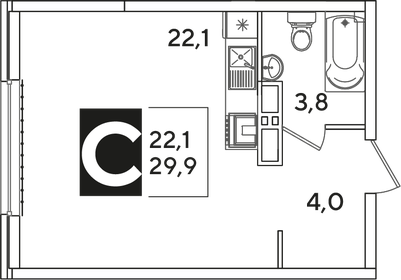 30 м², квартира-студия 4 699 000 ₽ - изображение 2