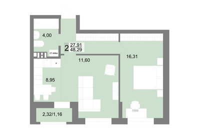 Квартира 48,3 м², 2-комнатная - изображение 1