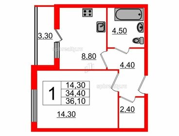 36,1 м², 1-комнатная квартира 12 722 189 ₽ - изображение 1