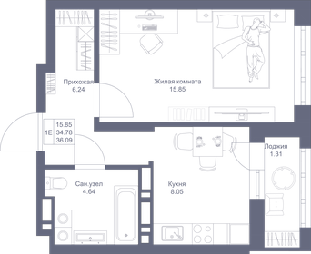 36,1 м², 1-комнатная квартира 8 733 780 ₽ - изображение 84