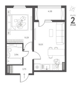 39,4 м², 1-комнатная квартира 4 571 560 ₽ - изображение 21