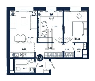 58,8 м², 2-комнатная квартира 8 800 000 ₽ - изображение 14