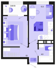 35,2 м², 1-комнатная квартира 5 244 800 ₽ - изображение 11