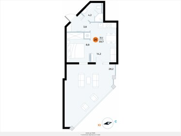 Квартира 59,7 м², 1-комнатные - изображение 1