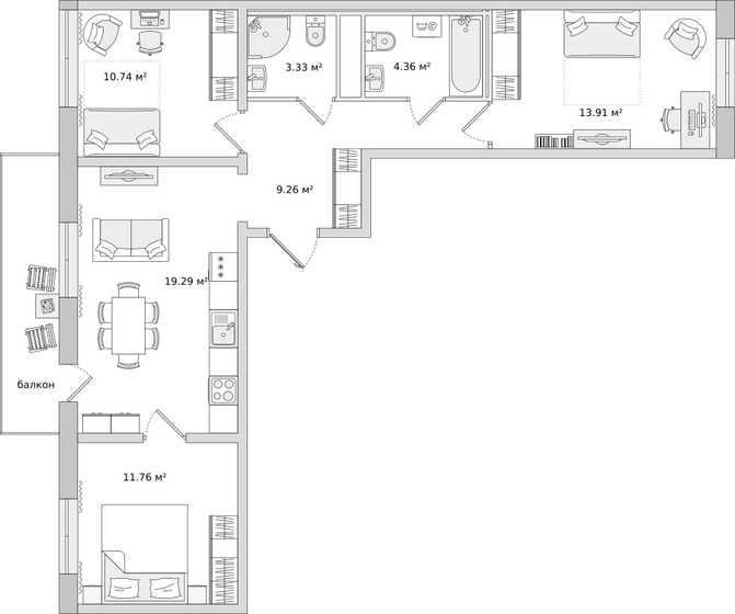 71,8 м², 3-комнатная квартира 11 737 146 ₽ - изображение 1