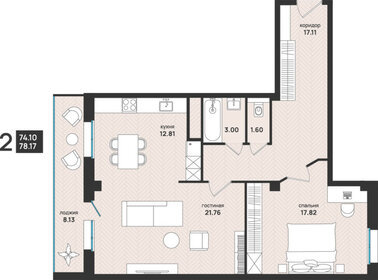 Квартира 78,2 м², студия - изображение 1