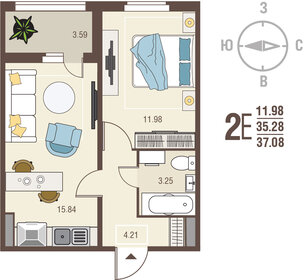37,4 м², 1-комнатная квартира 3 350 000 ₽ - изображение 30