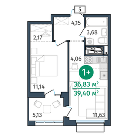 Квартира 36,8 м², 1-комнатная - изображение 1