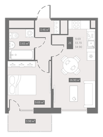 Квартира 34,9 м², 1-комнатная - изображение 1