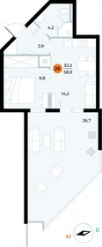 Квартира 58,9 м², 1-комнатные - изображение 1