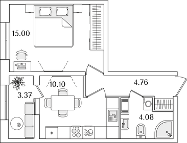 Квартира 35,6 м², 1-комнатная - изображение 1