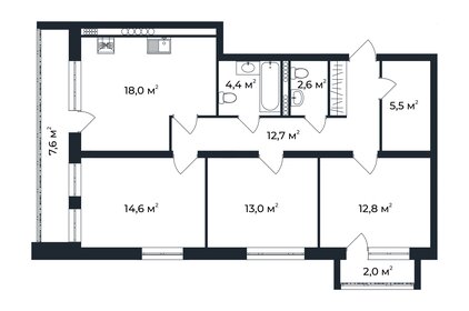 Квартира 88 м², 3-комнатная - изображение 1