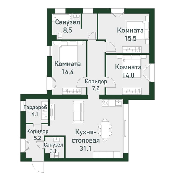 103,3 м², 3-комнатная квартира 12 912 500 ₽ - изображение 1