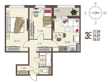56 м², 2-комнатная квартира 5 750 000 ₽ - изображение 67