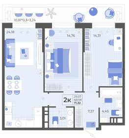 65,9 м², 2-комнатная квартира 7 391 874 ₽ - изображение 15