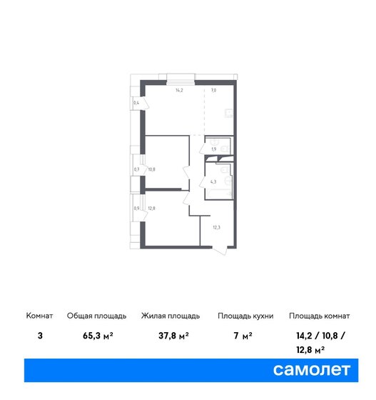 65,1 м², 2-комнатные апартаменты 16 685 684 ₽ - изображение 1