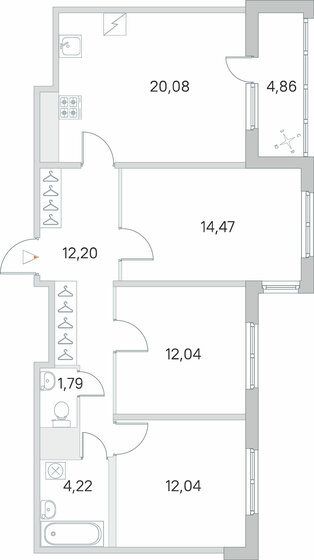 79,3 м², 3-комнатная квартира 14 307 608 ₽ - изображение 40