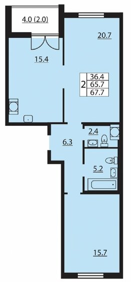 68 м², 2-комнатная квартира 17 014 000 ₽ - изображение 1