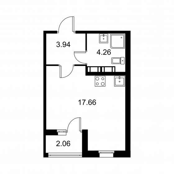 26,9 м², квартира-студия 4 329 290 ₽ - изображение 1