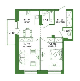 Квартира 60,3 м², 2-комнатная - изображение 1