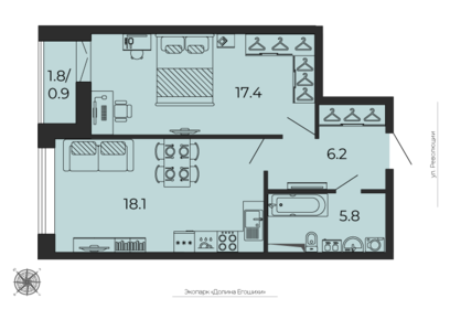 48,3 м², 2-комнатная квартира 7 297 378 ₽ - изображение 20