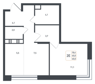 Квартира 40 м², 2-комнатная - изображение 1