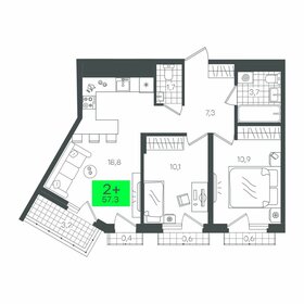 Квартира 57,3 м², 2-комнатная - изображение 1