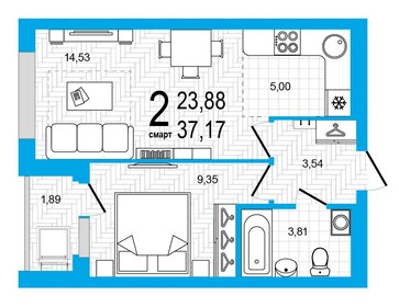 37,2 м², 2-комнатная квартира 5 538 330 ₽ - изображение 18