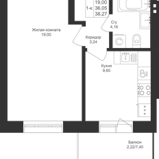 Квартира 38,3 м², 1-комнатная - изображение 3