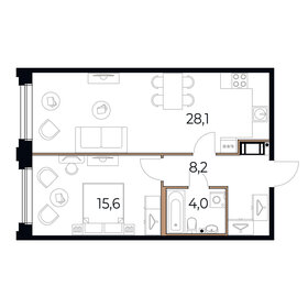 Квартира 55,9 м², 1-комнатная - изображение 1