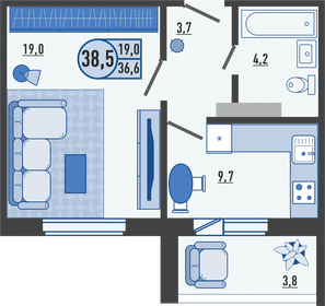 38,9 м², 1-комнатная квартира 4 006 700 ₽ - изображение 52