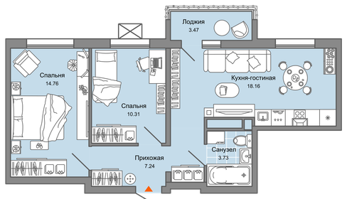 57 м², 2-комнатная квартира 5 745 740 ₽ - изображение 38