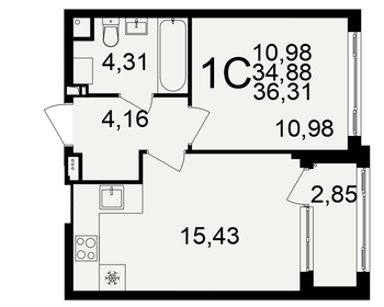 Квартира 36,3 м², 1-комнатная - изображение 1