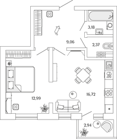 49,2 м², 2-комнатная квартира 7 200 000 ₽ - изображение 31