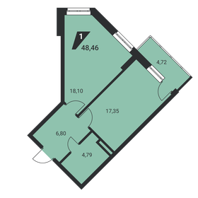 Квартира 47,9 м², 1-комнатная - изображение 2