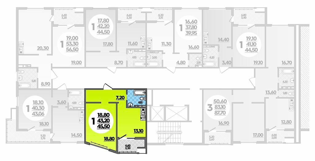 45,5 м², 1-комнатная квартира 9 077 250 ₽ - изображение 1