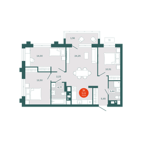 Квартира 78,3 м², 3-комнатная - изображение 1