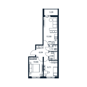 51,2 м², 2-комнатная квартира 6 900 000 ₽ - изображение 120