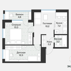 Квартира 51,8 м², 2-комнатная - изображение 5