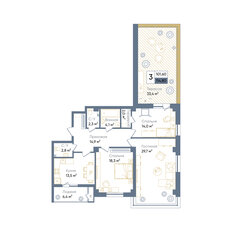 Квартира 114,8 м², 3-комнатная - изображение 2