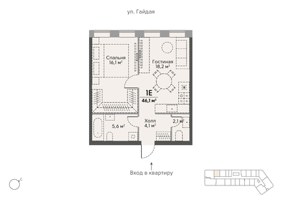 45,4 м², 1-комнатная квартира 22 500 000 ₽ - изображение 74