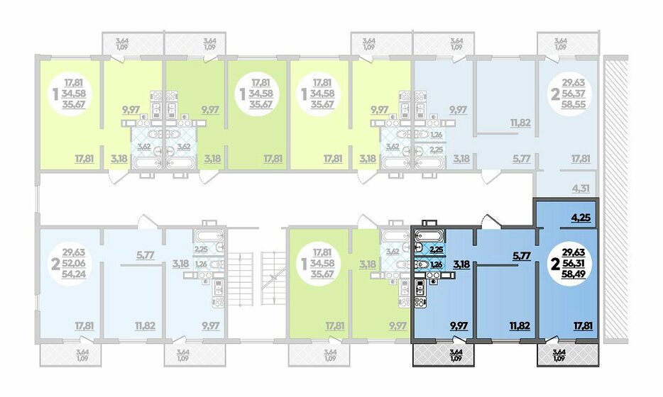 58,5 м², 2-комнатная квартира 4 766 935 ₽ - изображение 1