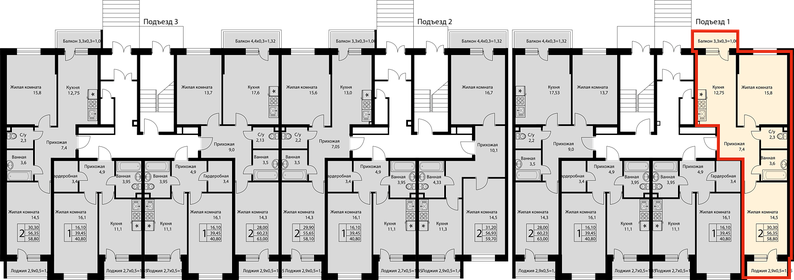 58,1 м², 2-комнатная квартира 6 391 000 ₽ - изображение 18