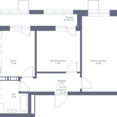 Квартира 61,1 м², 2-комнатная - изображение 3