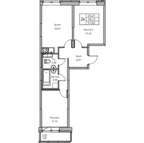 Квартира 56,2 м², 2-комнатная - изображение 1