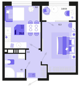 35,2 м², 1-комнатная квартира 5 216 640 ₽ - изображение 10