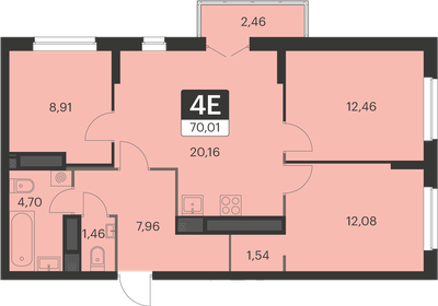 Квартира 70 м², 3-комнатная - изображение 1