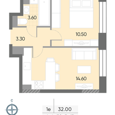 Квартира 32 м², 1-комнатная - изображение 2