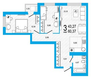 60,9 м², 3-комнатная квартира 6 853 500 ₽ - изображение 15