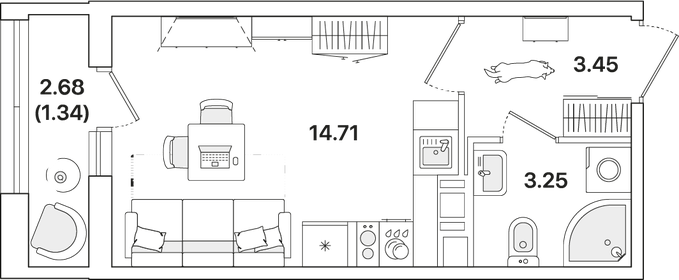 23,6 м², квартира-студия 4 500 000 ₽ - изображение 91